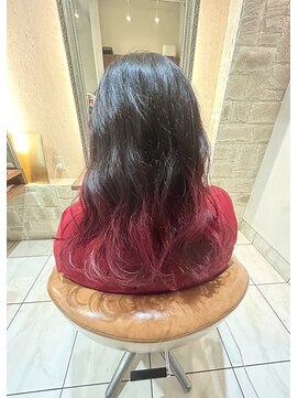 マイノリティー(Minority Produced By TOPHAIR) グラデーションカラー　ブラック×レッドカラー