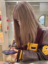 ダブルカラーピンクベージュベージュカラーケアブリーチレイヤー