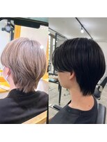 ノイセル 西本町(Noisyle)&nbsp;ナチュラルセンターパートウルフ毛流れメンズパーマ