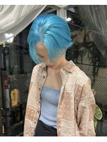 ハイトーン×ショート×スカイブルー（表参道）