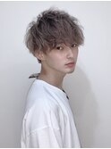 シルバーアッシュ ナチュラルマッシュ メンズツーブロック