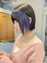 テトラ バイ ネオリーブ 横浜西口店(tetra by neolive)&nbsp;切りっぱなしボブ　インナーカラー　ブルーカラー　N