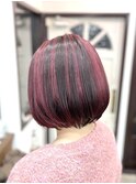ショートボブ/アンブレラカラー/チェリーピンク/ダブルカラー
