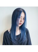 ミディアムヘア暗めカラーデザインカラーフェイスフレーミング