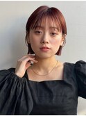 切りっぱなしボブ×オレンジベージュ
