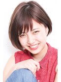 グレージュナチュラルボブ大人可愛い丸みショートボブ