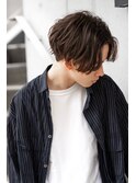メンズビジネスツーブロックアップバング束感ショートマッシュ