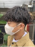 波巻きツイストスパイラルパーマ無造作メンズマッシュショート