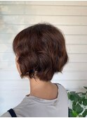 フレンチカジュアルクセ毛風ウェーブショート×暖色系ブラウン