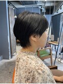 20代30代大人可愛い★小顔丸みショートカットブルーブラック
