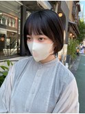 黒髪カタログ/縮毛矯正/ショートボブ/アッシュブラック