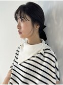 顔周りカット/大人アレンジ/暗髪カラー
