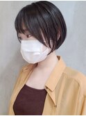 横浜西口レイヤーボブショコラベージュ丸みショートボブ前髪あり