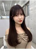 透明感カラーくびれヘアレイヤーカット前髪顔周りカット韓国ヘア