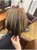 ショートヘアはアンブレラカラーで白髪ぼかし、50代60代