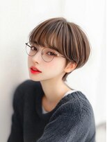 ムウ 難波(MOU)&nbsp;クールショートボブ前髪イメチェンピンクベージュ20代30代40代