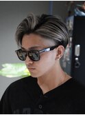 MEN'S/ハイライト×かき上げサイドパート/テーパーフェード