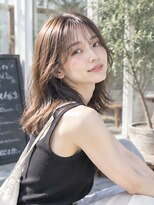 ドット ヘアー(dot.hair) ミディアムレイヤー / シースルーバング / ベージュカラー