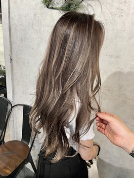 アポロ 横浜駅店(apollo) バレイヤージュ/ロングヘア/フレンチセピアアッシュ/ブルー