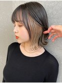 インナーカラー/イヤリングカラー/ミルクティーベージュ/ボブ