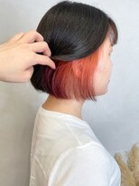 ミュラ(mulah)&nbsp;インナーカラーオレンジ×ダークアッシュ＊顎ラインボブ