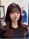 ボルドーカラー/秋カラー/艶カラー/韓国/顔まわり/谷町四丁目