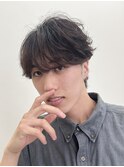 men'sフェザーパーマブルーブラックメンズブリーチなし横浜