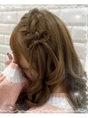 とびきりガーリーな編み込みリボン♪_ゆう