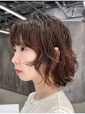 ☆ニュアンスパーマ癖毛顔周りレイヤーショートウルフカット原宿