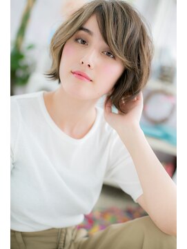 ミック ヘアアンドビューティー 大山店(miq  Hair&Beauty) アシンメトリーxメッシュカラーくせ毛風ボブウルフa1