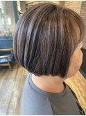 気になる白髪をぼかすハイライト×大人ショートボブ#3