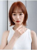 ◯ぱっつん前髪流し前髪鎖骨ミディアムボブ耳かけボブパーマ小顔