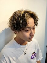メンズ レオ 南森町店(men's LEO) センターパート×メッシュ×スパイラルパーマ