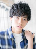 ダークアッシュメンズパーマフェザーマッシュY北浦和