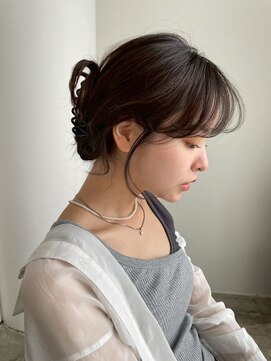 エイチ 天神橋(H) デジタルパーマチェリーブラウンセミロングオリーブグレージュ