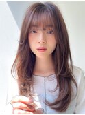 小顔ワンカールレイヤーカットくびれヘアアプリコットオレンジ