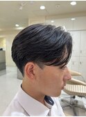 メンズセンターパートウルフセンターパートニュアンスパーマ襟足