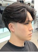 天神大名メンズパーマフェザーパーマセンターパートガイルヘア