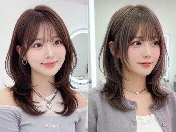アレムダウン 三宮(AREUMDAUN)の写真/三宮で叶える韓国アイドルの艶髪レイヤーカット♪［髪質改善縮毛矯正/顔周りカット/前髪カット/三宮］
