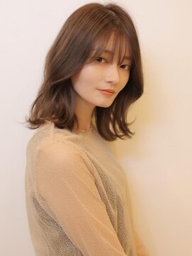 アグ ヘアー ゴールド 岐阜店(Agu hair gold) 《Agu hair》暗髪長めバング×サラ艶ロブ