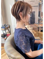 白髪ぼかしハイライト/絶壁解消/ひし形大人ショートボブ/聖