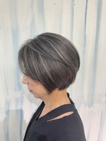 アップ(A+hair)&nbsp;くびれショートボブ40代50代60代グレイカラー白髪染め白髪ぼかし