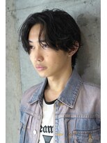 山崎賢人風無造作ニュアンススパイラルパーマのセンターパート
