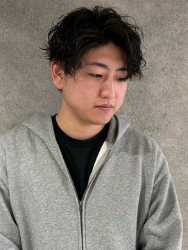 メンズパーマ ニュアンスパーマ 黒髪 ツーブロック 20代 30代