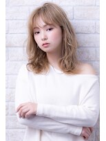 ヘアーアートシフォン 池袋西口店(Hair art chiffon)&nbsp;ミディアムヘアデザインカラーシルキーベージュ
