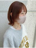 ウルフボブケアブリーチダブルカラーオレンジベージュ韓国くびれ
