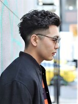 ガズル ハラジュク(GUZZLE HARAJUKU)&nbsp;宮城リョータ風ツイスト短髪パーマ強めワイルドツーブロック黒髪