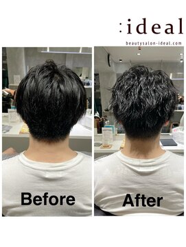 アイディール(:ideal) メンズカット、ツイストパーマで直毛を扱いやすく