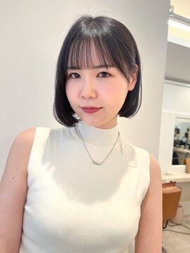ガーデンヨコハマエスト(GARDEN YOKOHAMA est) 似合わせカット  黒髪 ボブ フルバング