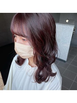 ヘアメイク アージュ 大野城 下大利店(HAIR MAKE age) 顔まわりカット×カシスブラウン 20代30代40代